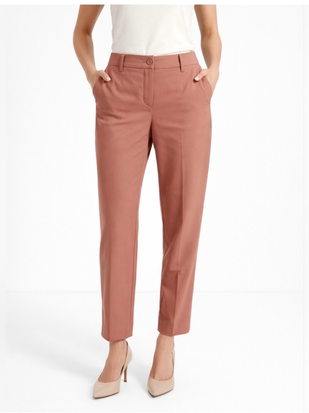 NWT Wildfang The Empower Trouser Dusty Rose/ Rose Brown Straight Leg Sz 6
